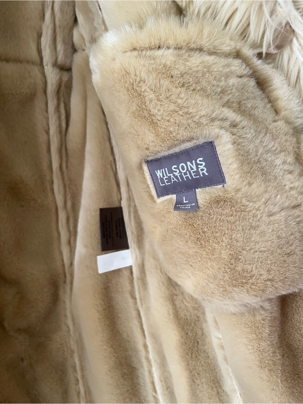 Vintage Y2K Wilsons Leather Tan Penny Lane Coat with Faux Fur Trim Size L - Picture 5 of 6